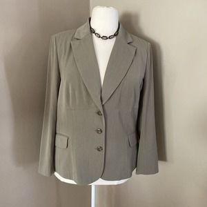 Lane Bryant Tan/ Brown Collared 3 Button UnLined Business Suit Blazer Size 18/20